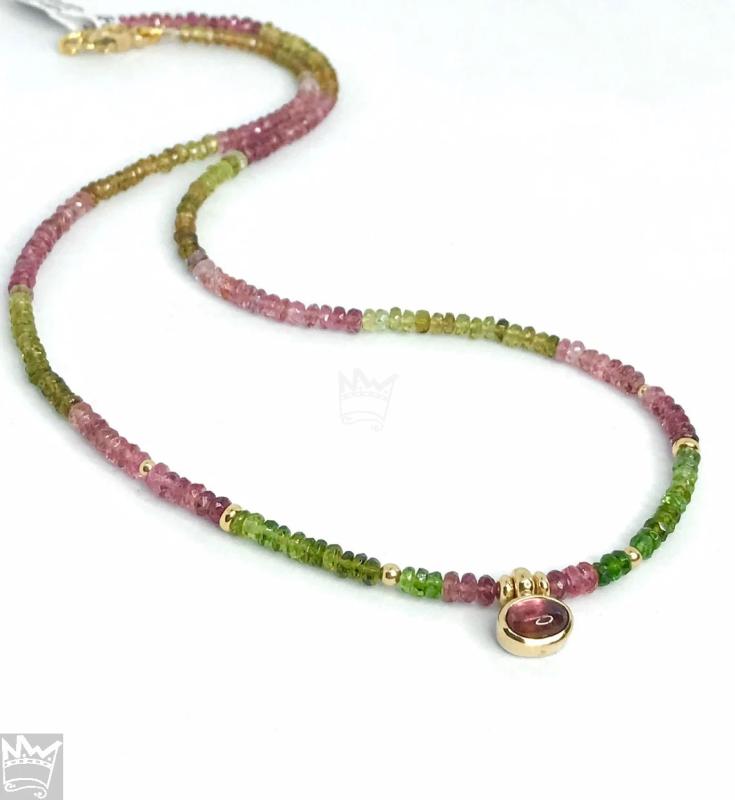 Turmalin Kette in 18kt Gelbgold