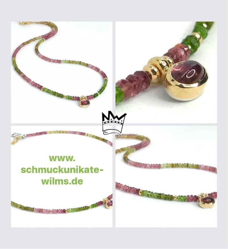 Turmalin Kette in 18kt Gelbgold