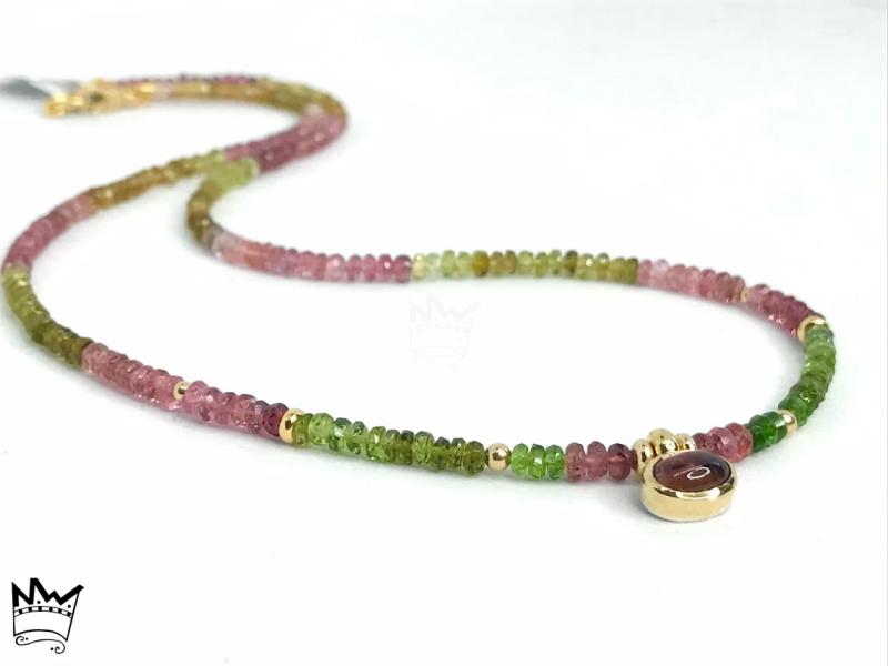 Turmalin Kette in 18kt Gelbgold