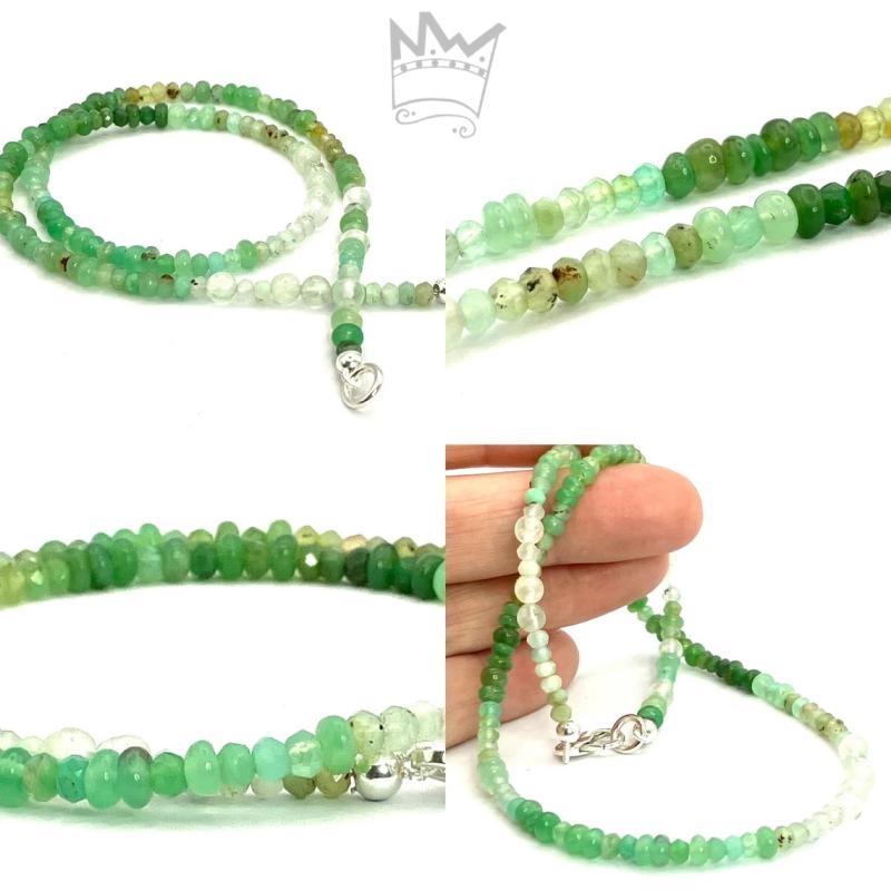 Chrysopras - Prehnit Kette