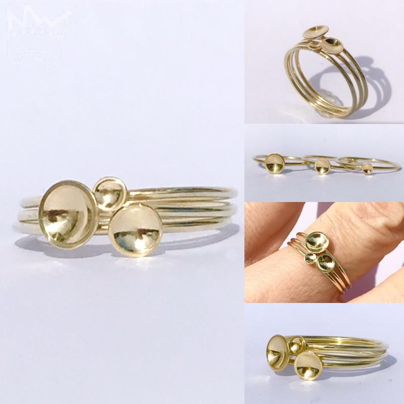 Schälchenringe - 3er-Set (14kt Gelbgold)