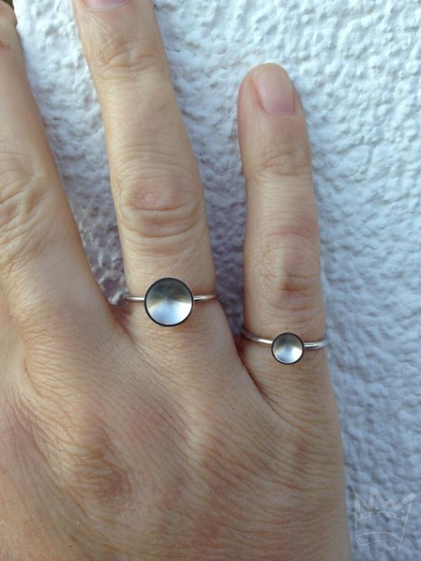 Ringe mit Siberschale groß/klein auf Finger